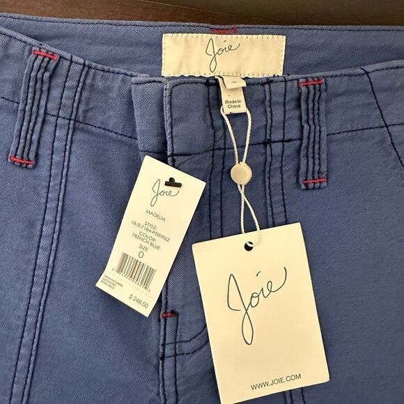 Anthropologie: Joie Madelia Slim Straight Linen blend blue cargo Pants size XS - Picture 7 of 9